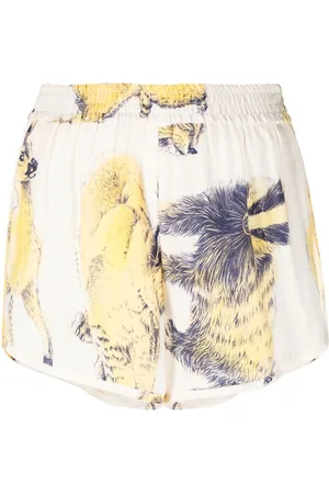 Stella McCartney Fauna-print silk track shorts