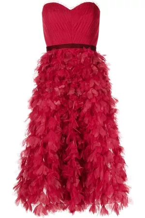 Marchesa Notte Strapless ruffled midi dress