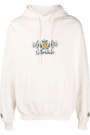 Drôle de Monsieur Floral-embroidered cotton hoodie