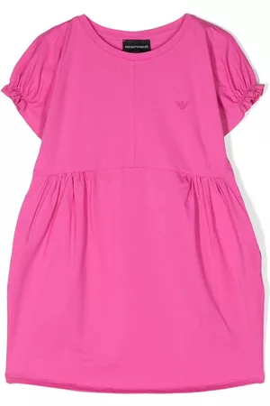 Emporio Armani Embroidered-logo ruched-detail dress
