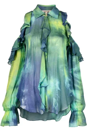 Roberto Cavalli Tie-dye cold-shoulder blouse