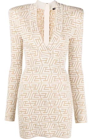 Balmain Monogram-jacquard mini dress