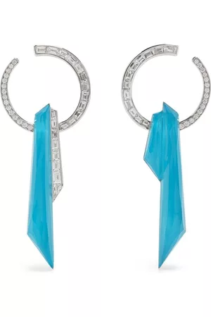 STEPHEN WEBSTER 18kt white gold Shard turquoise and diamond hoop earring