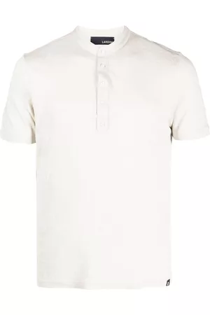 LARDINI Logo-tag linen polo shirt