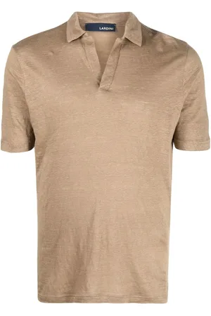 LARDINI Logo-tag split-neck polo shirt