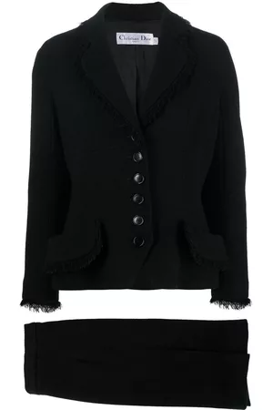 Dior 2010s frayed edge wool skirt suit