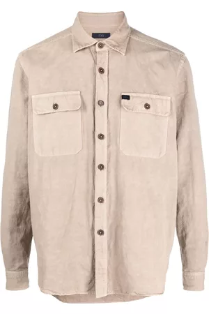 FAY Logo-patch button-up shirt