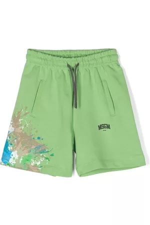 Msgm Paint splash-print cotton shorts