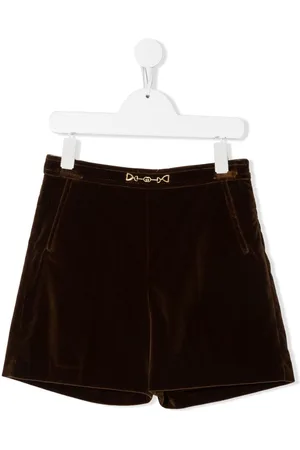 Gucci Girls Shorts - Logo-plaque velvet shorts