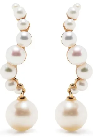 Mateo 14kt yellow gold Curve pearl drop earrings
