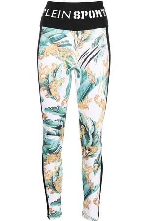 Philipp Plein Logo-waistband graphic-print leggings