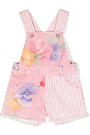 Lapin House Girls Dungarees - Patchwork denim dungarees