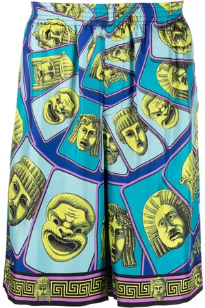 VERSACE Le Maschere print silk shorts