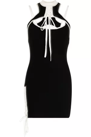 MONSE Contrast-trim lace-up mini dress