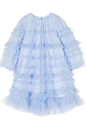 JNBY by JNBY Meshed ruffled long sleeve dress