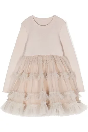 JNBY by JNBY Crewneck knit mesh patched dress
