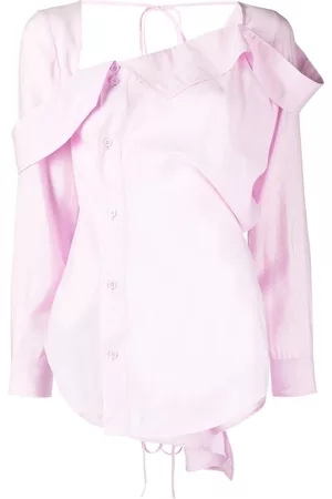pushBUTTON Asymmetric-neck button-up shirt