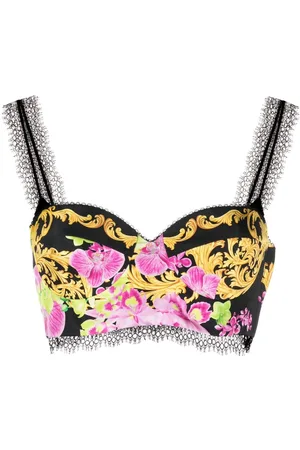 VERSACE Medusa Orchid-print bustier top