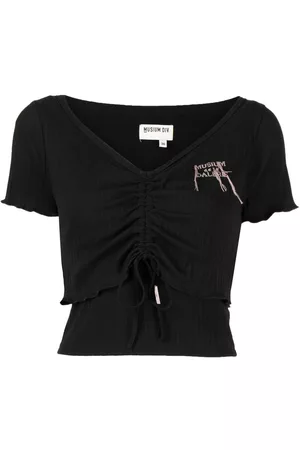 Musium Div. Ruched logo-embroidered shirt