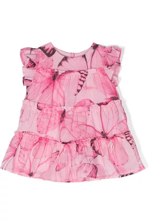MISS BLUMARINE Butterfly-print ruffled skirt