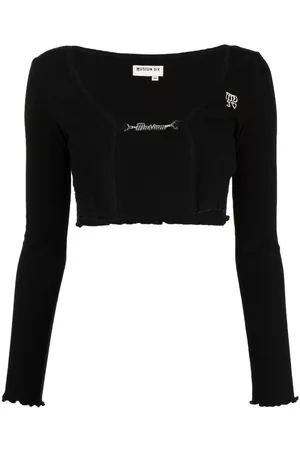 Musium Div. Logo-embroidered cropped cardigan