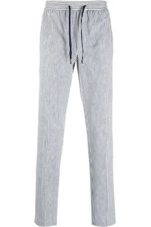 Circolo Men Pants - Stripe-print drawstring-waist trousers