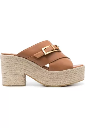 Sergio Rossi Nora 90mm leather crossover strap mules