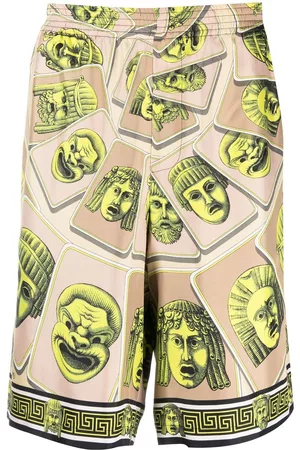 VERSACE Le Maschere print silk shorts