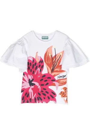 Kenzo Floral-print ruffle-detail T-shirt