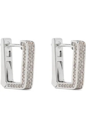 Shay 18kt White Gold Deco pavé diamods earrings