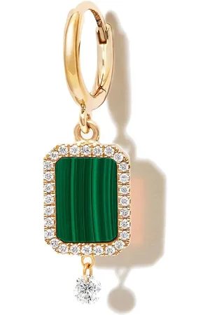 PERSÉE 18kt yellow malachite diamond drop rarring