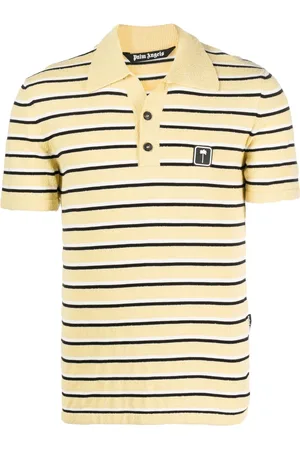 Palm Angels Logo-patch striped terry polo shirt