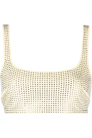 Patrizia Pepe Crystal embellished crop tank top