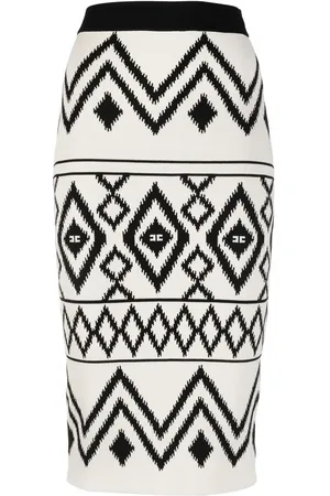 Elisabetta Franchi Rhombus-print fitted skirt