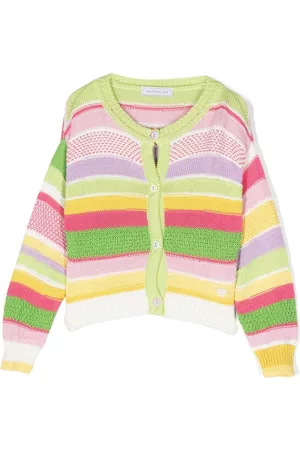 MONNALISA Striped intarsia-knit cardigan