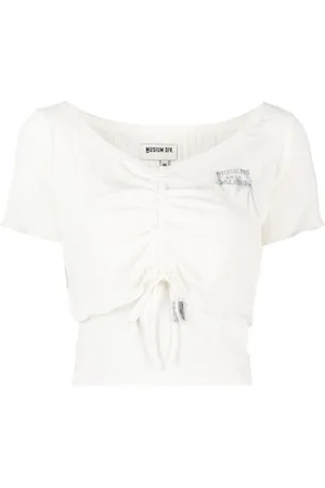 Musium Div. Ruched logo-embroidered shirt