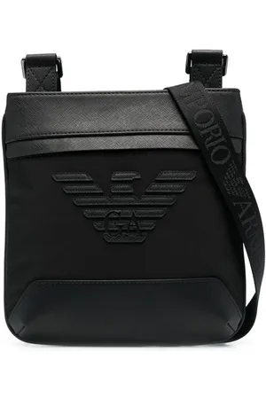 Emporio Armani Logo-patch leather messenger bag