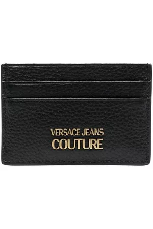 VERSACE Logo-plaque grained leather cardholder