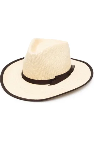 Borsalino Men Hats - Ribbon-detail straw fedora hat