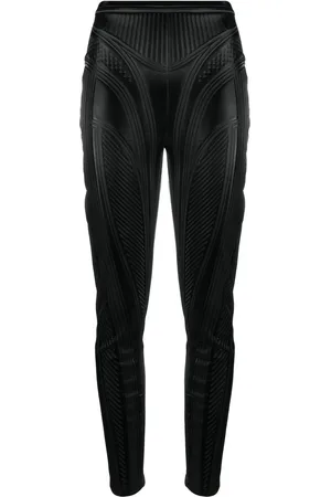 MUGLER Stripe-embossed high-waisted leggings