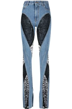 MUGLER Lace-panel skinny jeans