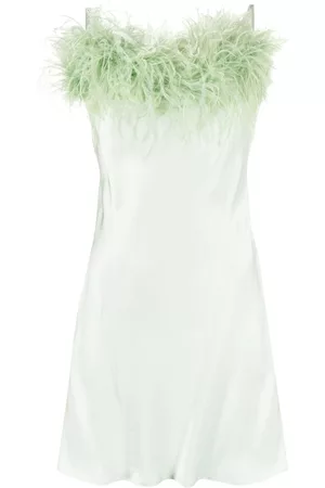 Sleeper Boheme feather-trim minidress
