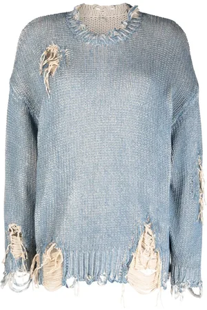 R13 Distressed crew-neck jumper