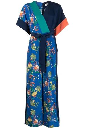 Diane von Furstenberg Women Jumpsuits - Floral-print belted-waist jumpsuit