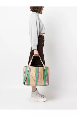 Stella McCartney Stripe-print raffia tote bag