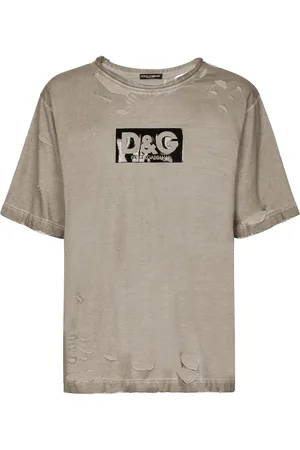 Dolce & Gabbana Ripped-detail logo-print T-shirt
