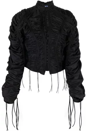 MUGLER Gathered drawstring-embellished bomber jacket