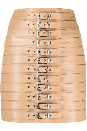 Manokhi High-waisted leather buckle skirt