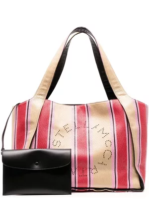 Stella McCartney Striped raffia tote bag