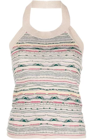 Marant Etoile Striped halterneck knit top